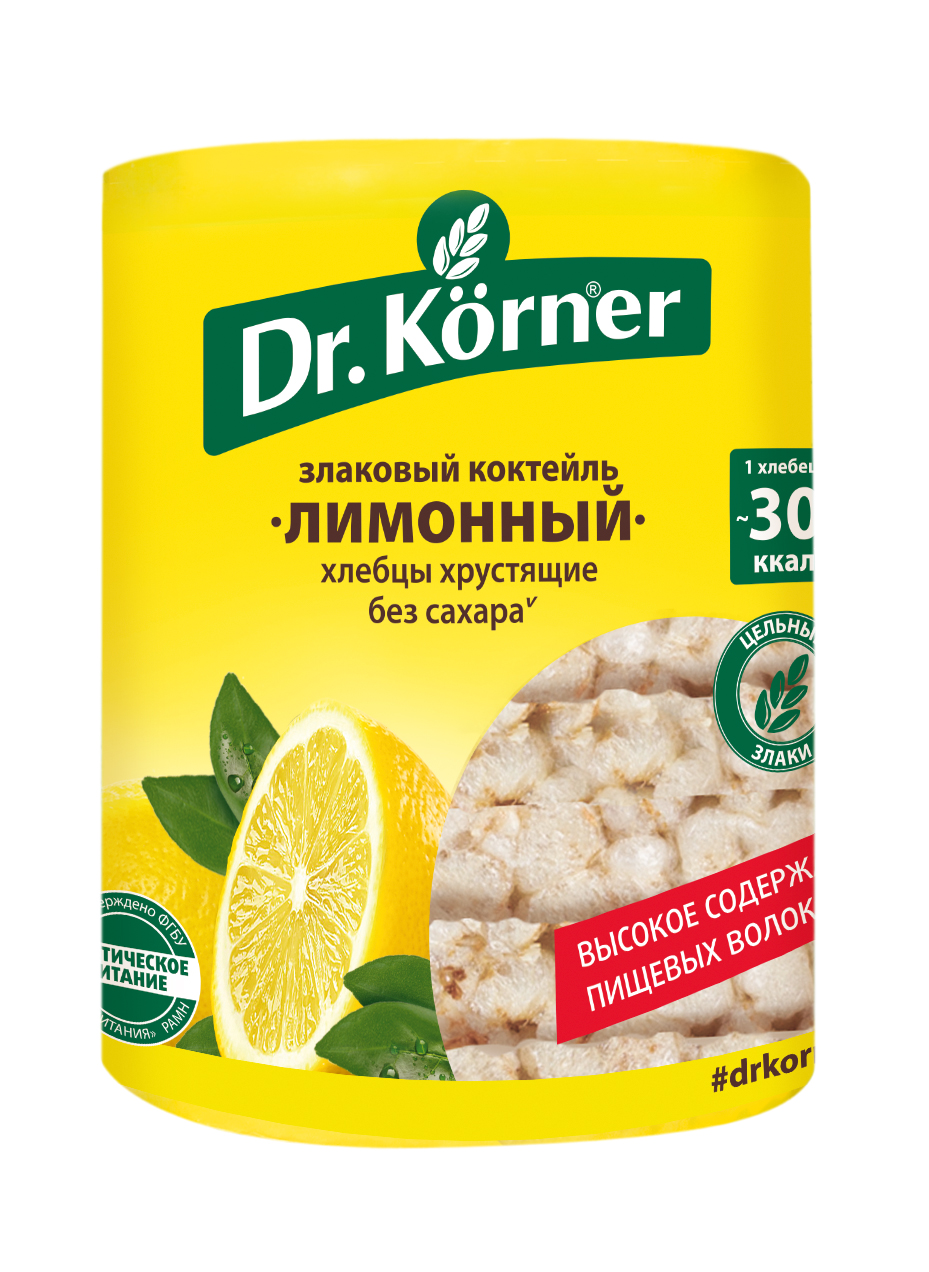 Хлебцы Dr.Korner злаковый коктейль лимонный 100 г