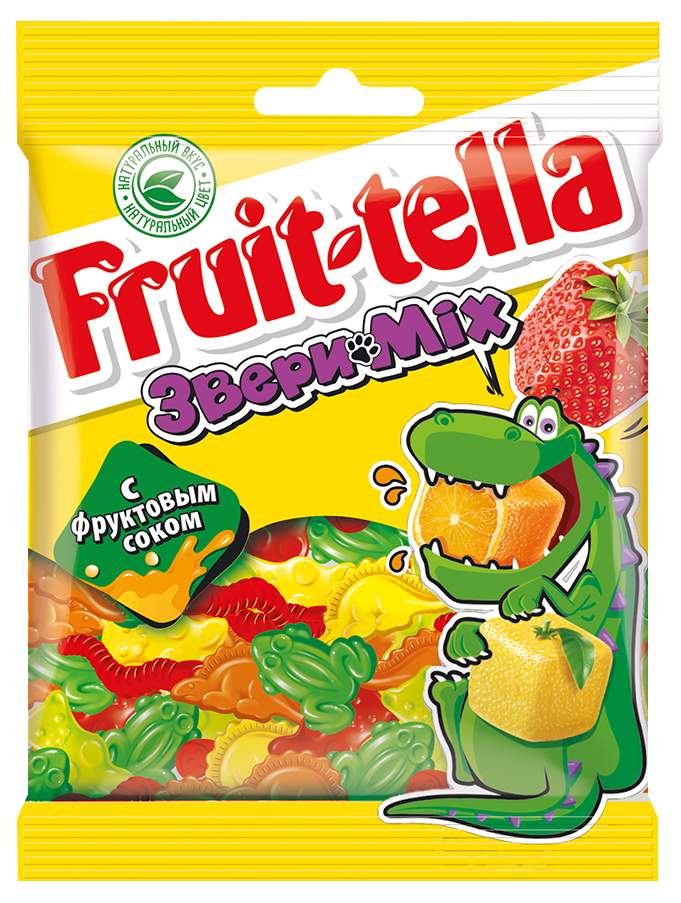 Мармелад жевательный Fruit-tella Звери Mix с фруктовым соком 70 г