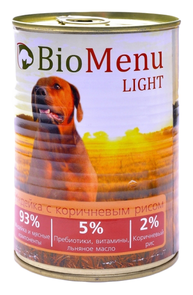 Консервы для собак BioMenu, индейка, коричневый рис, 12шт по 410г