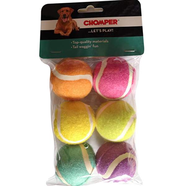 Апорт для собак Chomper Dogicorn Теннисные мячики, разноцветный, 5.5 см, 6 шт