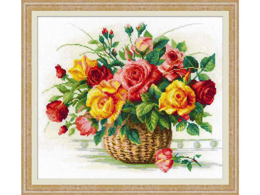 Купите наборы риолис. Риолис 1722. Риолис наборы для вышивания Cross Stitch Kit. Риолис корзина с розами 1722. Риолис вышивка 1722.