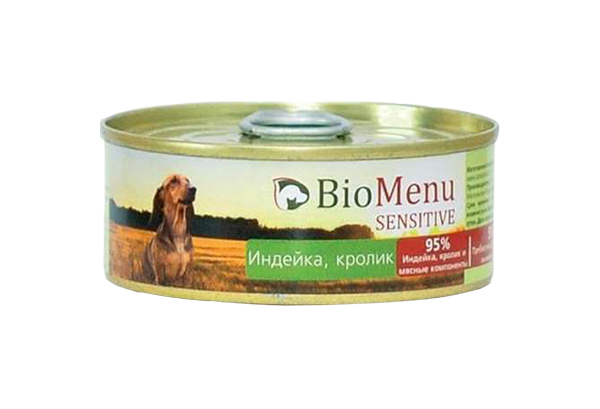 Консервы для собак BioMenu Sensitive, индейка, кролик, 100г