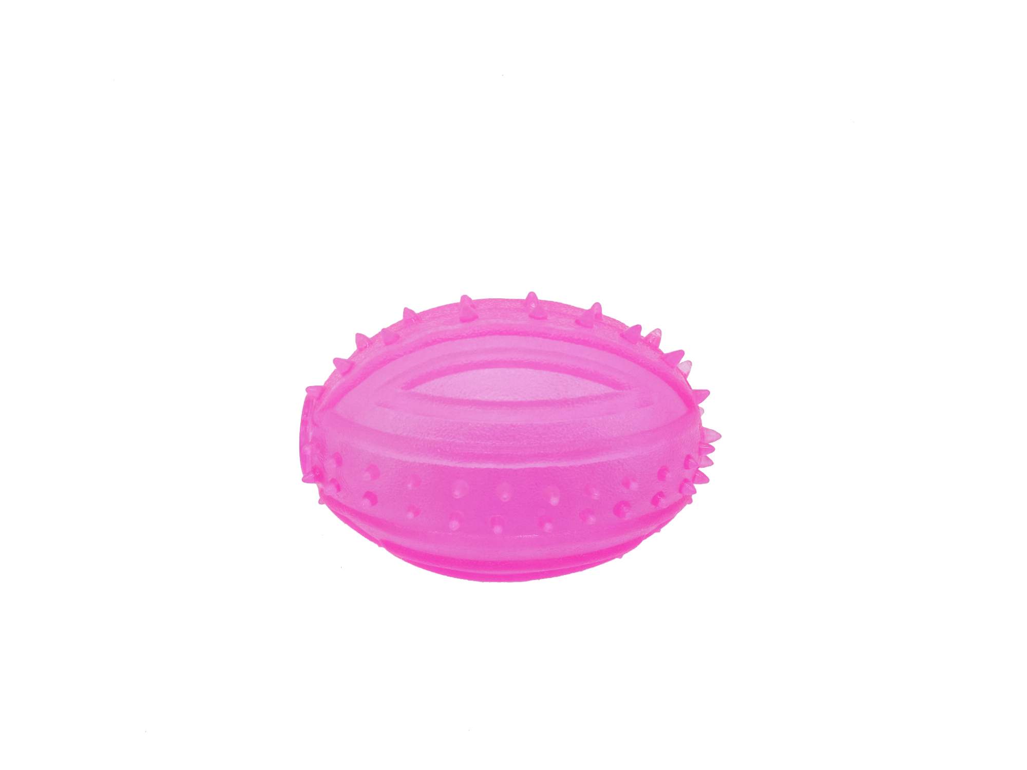 Жевательная игрушка для собак HOMEPET Мяч Регби с шипами прозрачный с пищалкой, 8.9 см