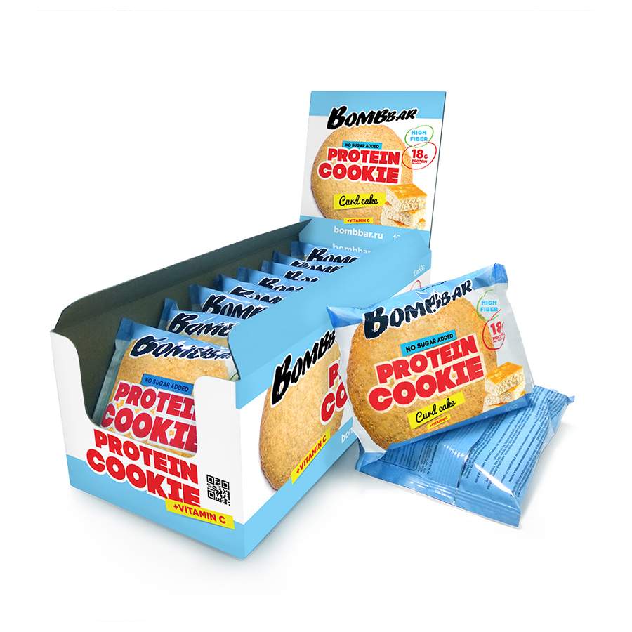 Печенье неглазированное Bombbar 60гр (коробка 10 шт.), Творожный кекс
