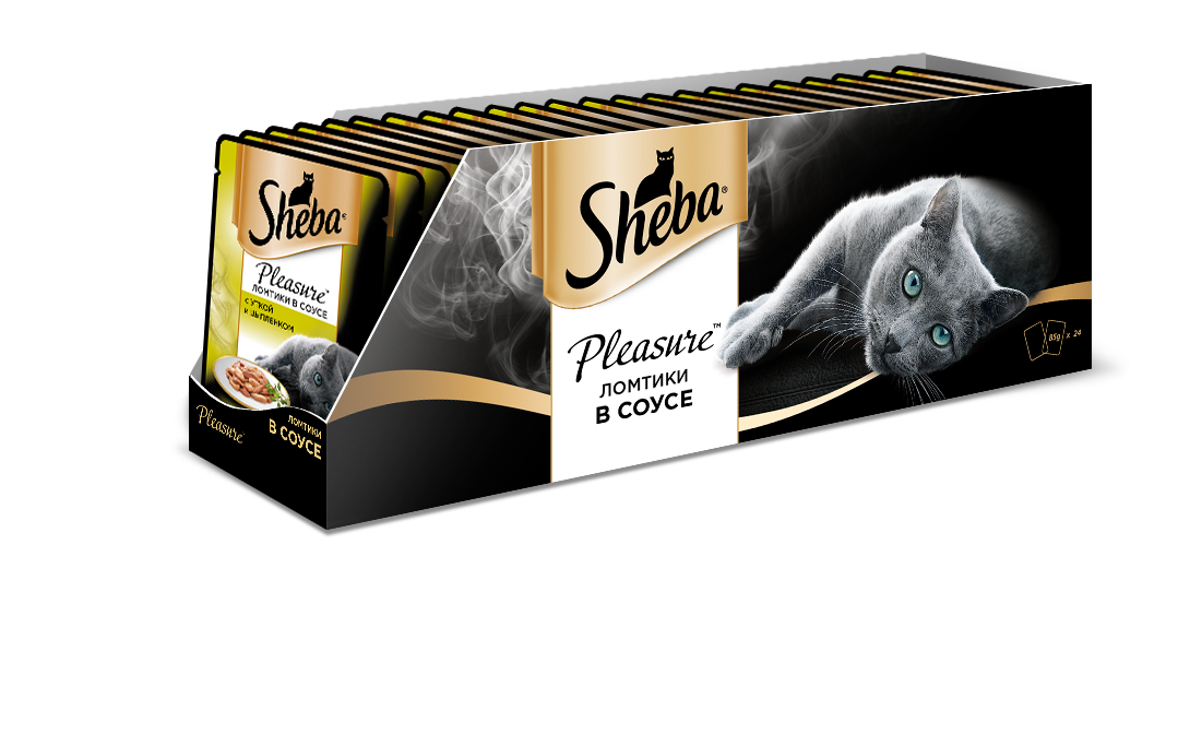 Влажный корм для кошек Sheba Pleasure ломтики из утки и цыпленка в соусе, 85г
