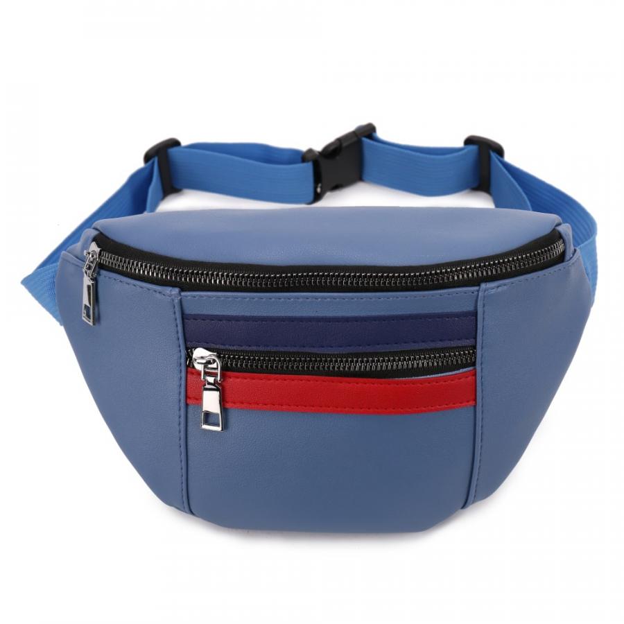 Поясная сумка женская OrsOro PS-947, голубой с полосками