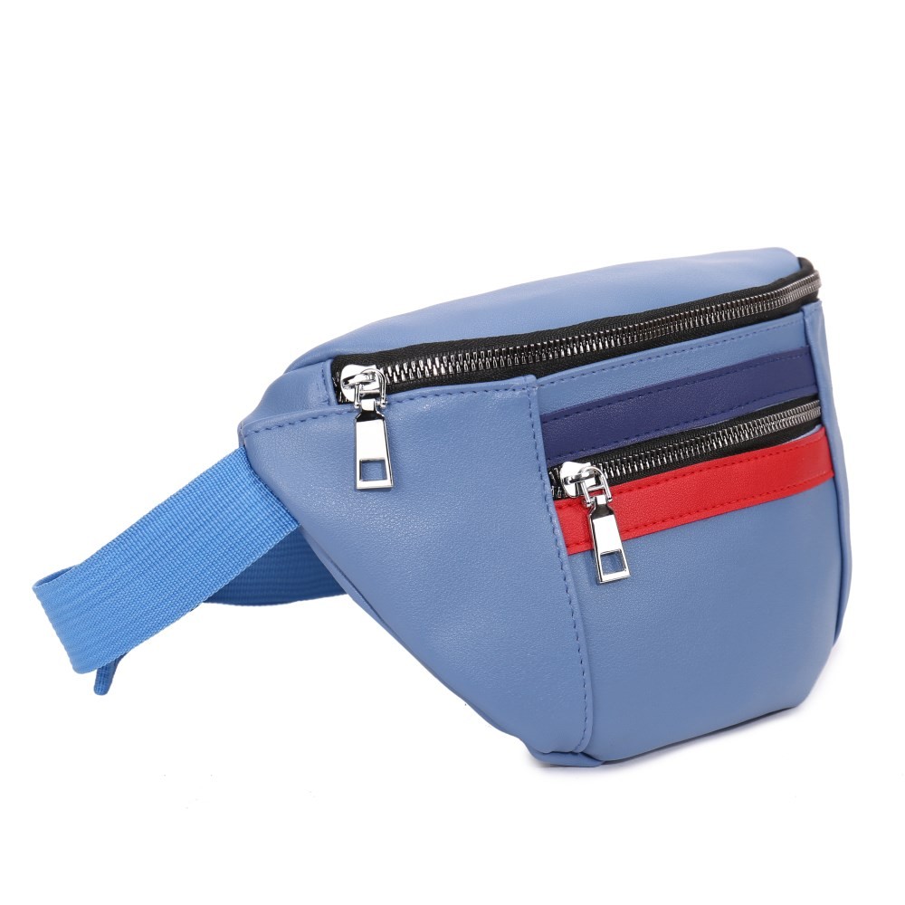 Поясная сумка женская OrsOro PS-947, голубой с полосками
