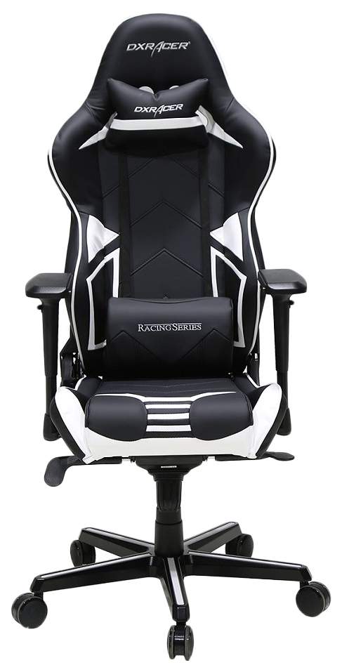 Кресло игровое черно белое dxracer