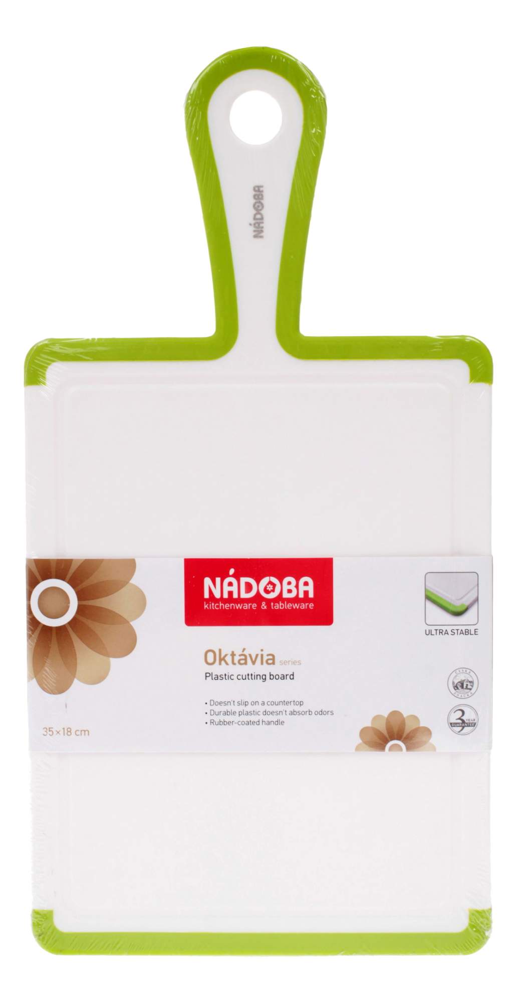 Разделочная доска Nadoba Oktavia 35x18, белый/зеленый