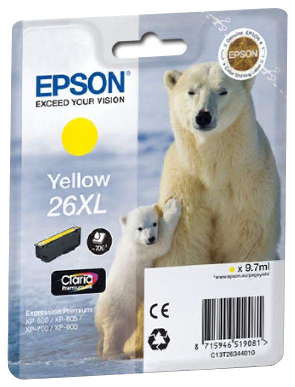 Картридж для струйного принтера Epson C13T26344010, желтый, оригинал