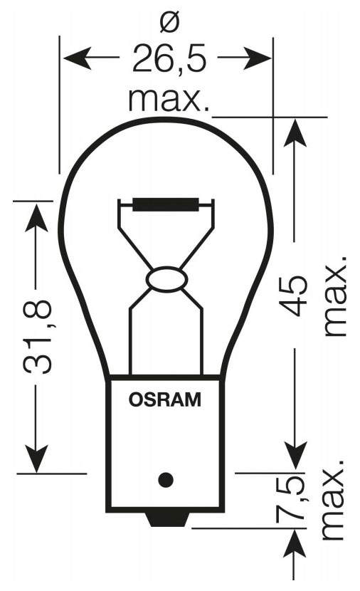 Лампа накаливания автомобильная OSRAM 12V P21W BA15s (7506ULT-02B)