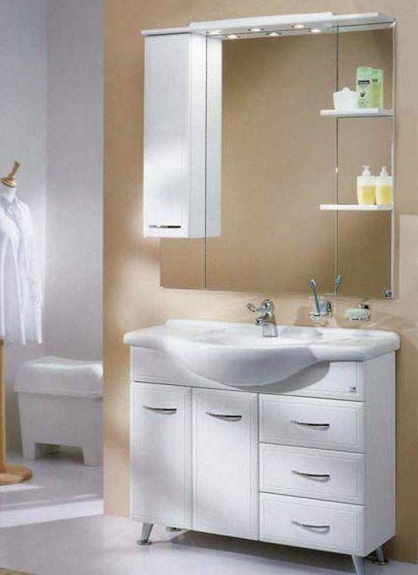 Раковина с тумбой и зеркалом для ванной комнаты фото