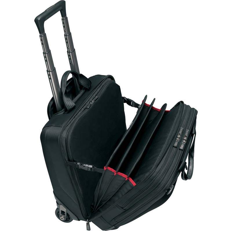 Дорожная сумка кожаная Victorinox One Rolling Briefcase черная 42 x 21 x 40