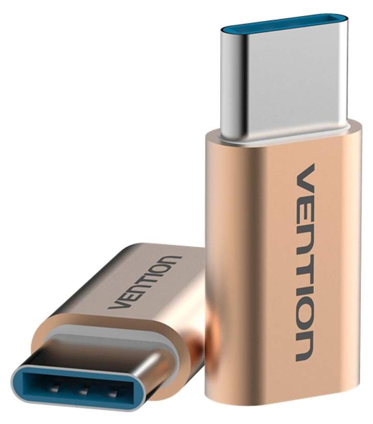 Переходник Vention USB Type C M/USB 2.0 micro B 5pin F, золотой (VAS-S10-G)