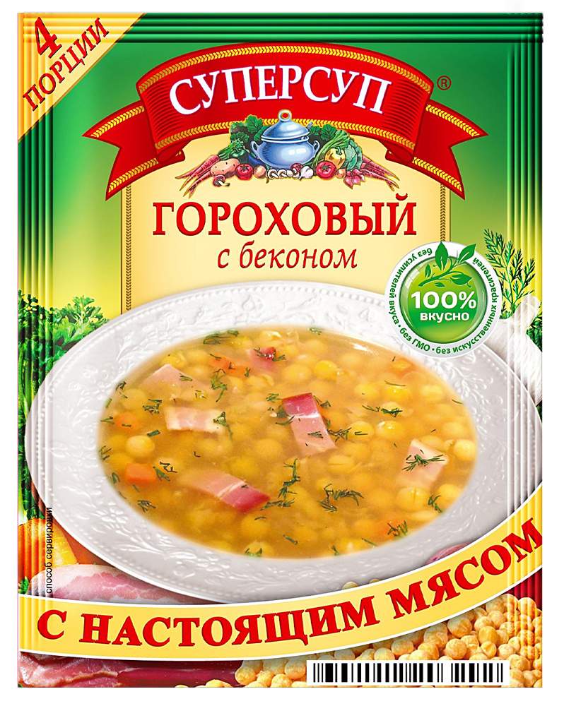 Русский продукт суперсуп гороховый с беконом гренки