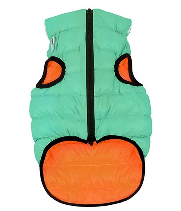 Куртка для собак AiryVest Lumi, двухсторонняя, оранжево-салатовая, светится в темноте XS25