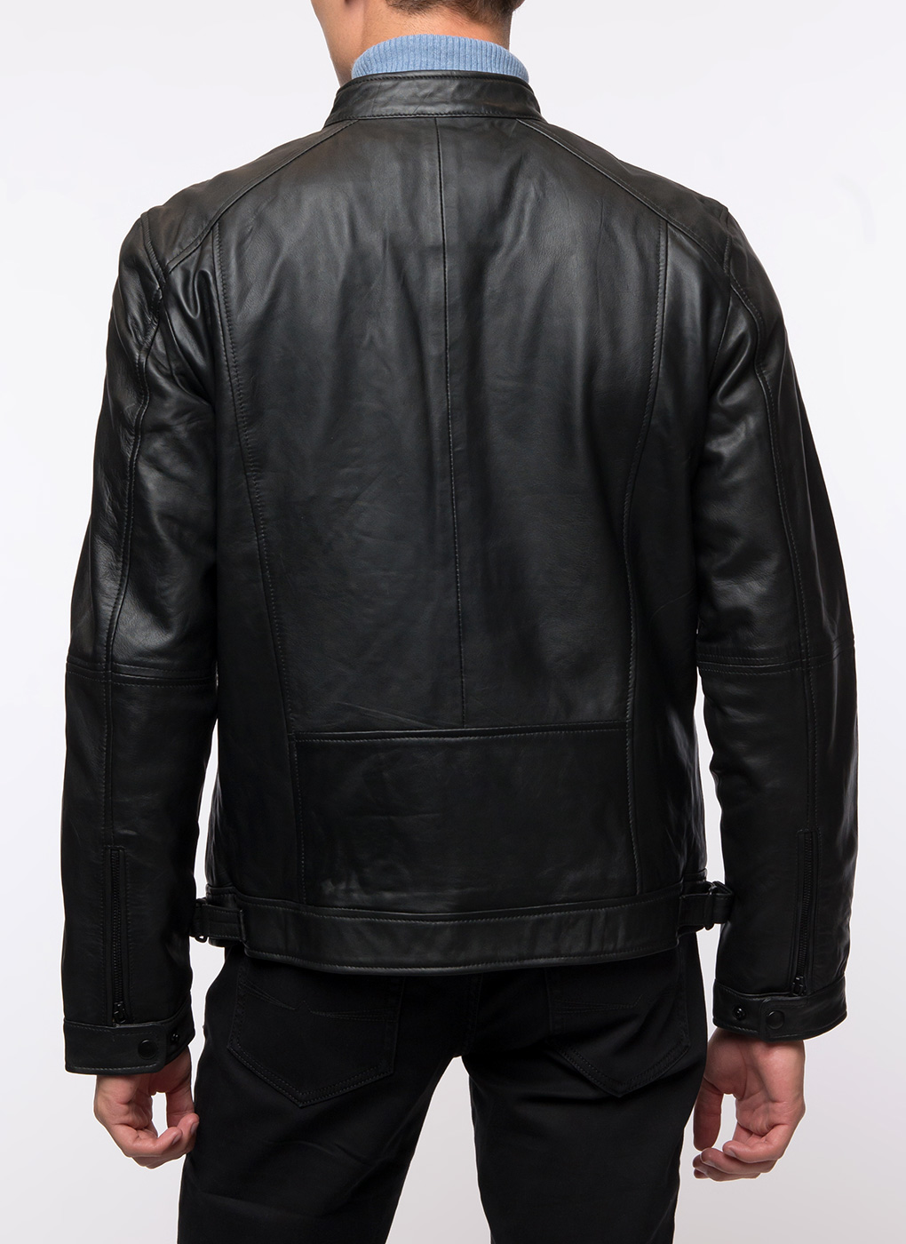Кожаная куртка мужская Каляев 40630 черная 56 RU