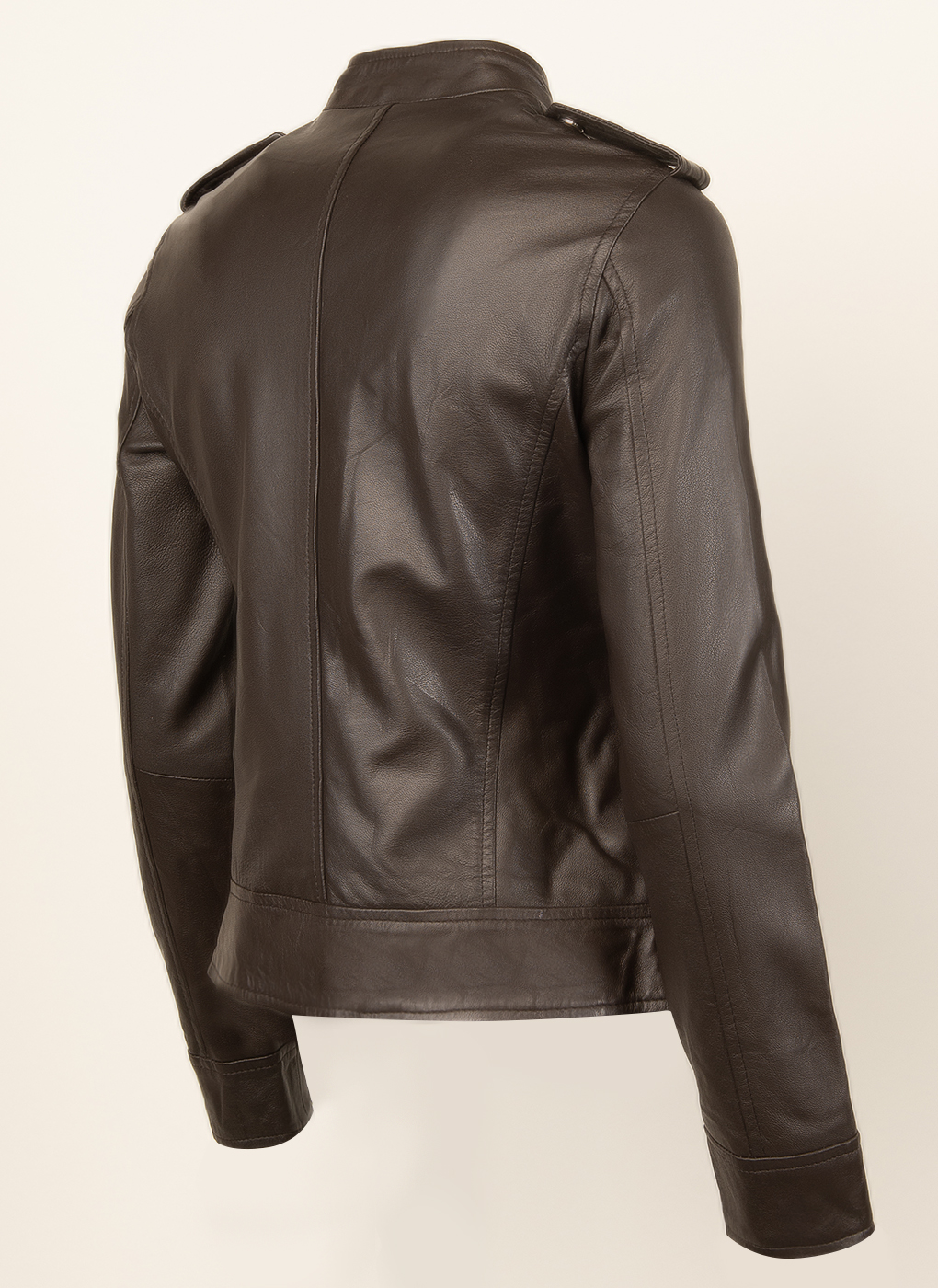 Кожаная куртка женская Каляев 47858 коричневая 46 RU
