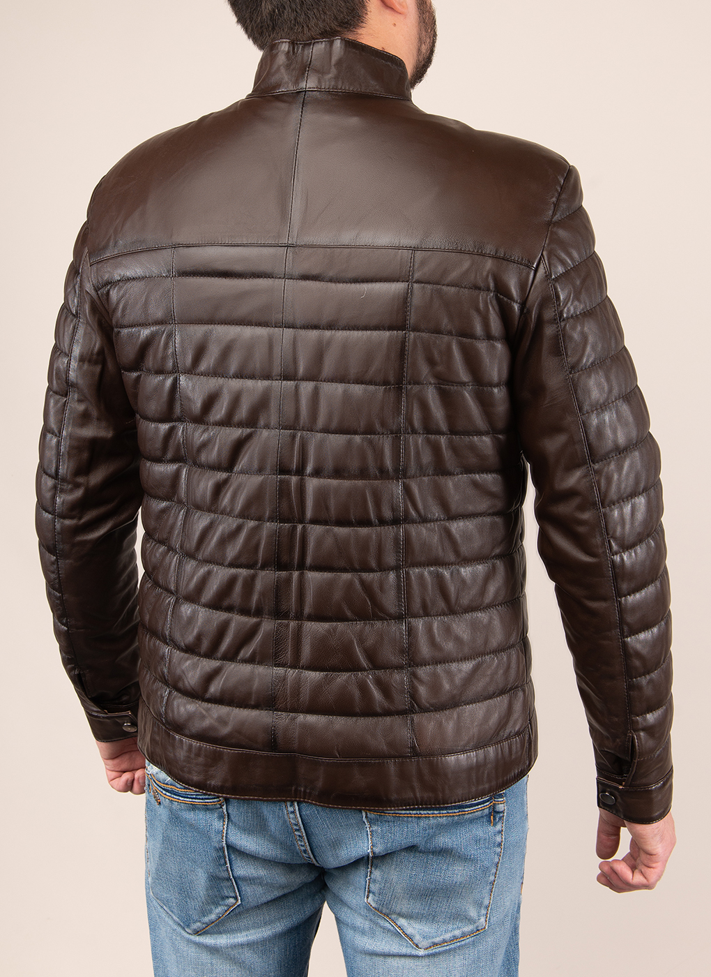 Кожаная куртка мужская Каляев 49113 коричневая 48 RU