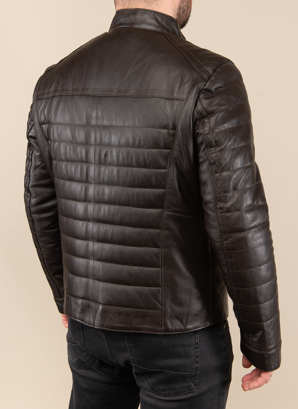 Кожаная куртка мужская Каляев 49306 коричневая 46 RU