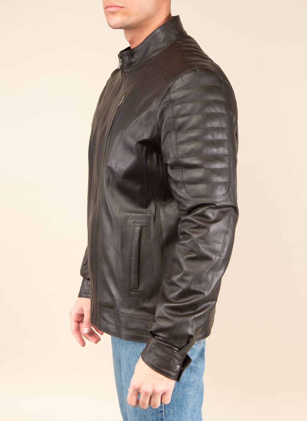 Кожаная куртка мужская Каляев 48416 коричневая 46 RU