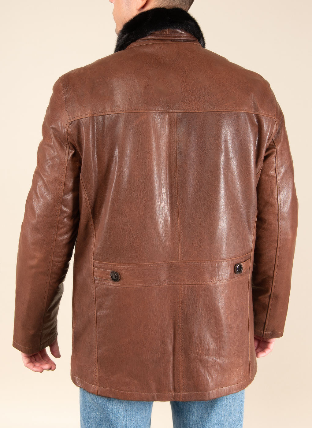 Кожаная куртка мужская Ennur 50435 коричневая 52 RU