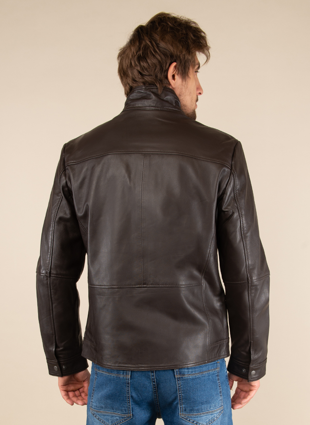 Кожаная куртка мужская Каляев 51795 коричневая 50 RU