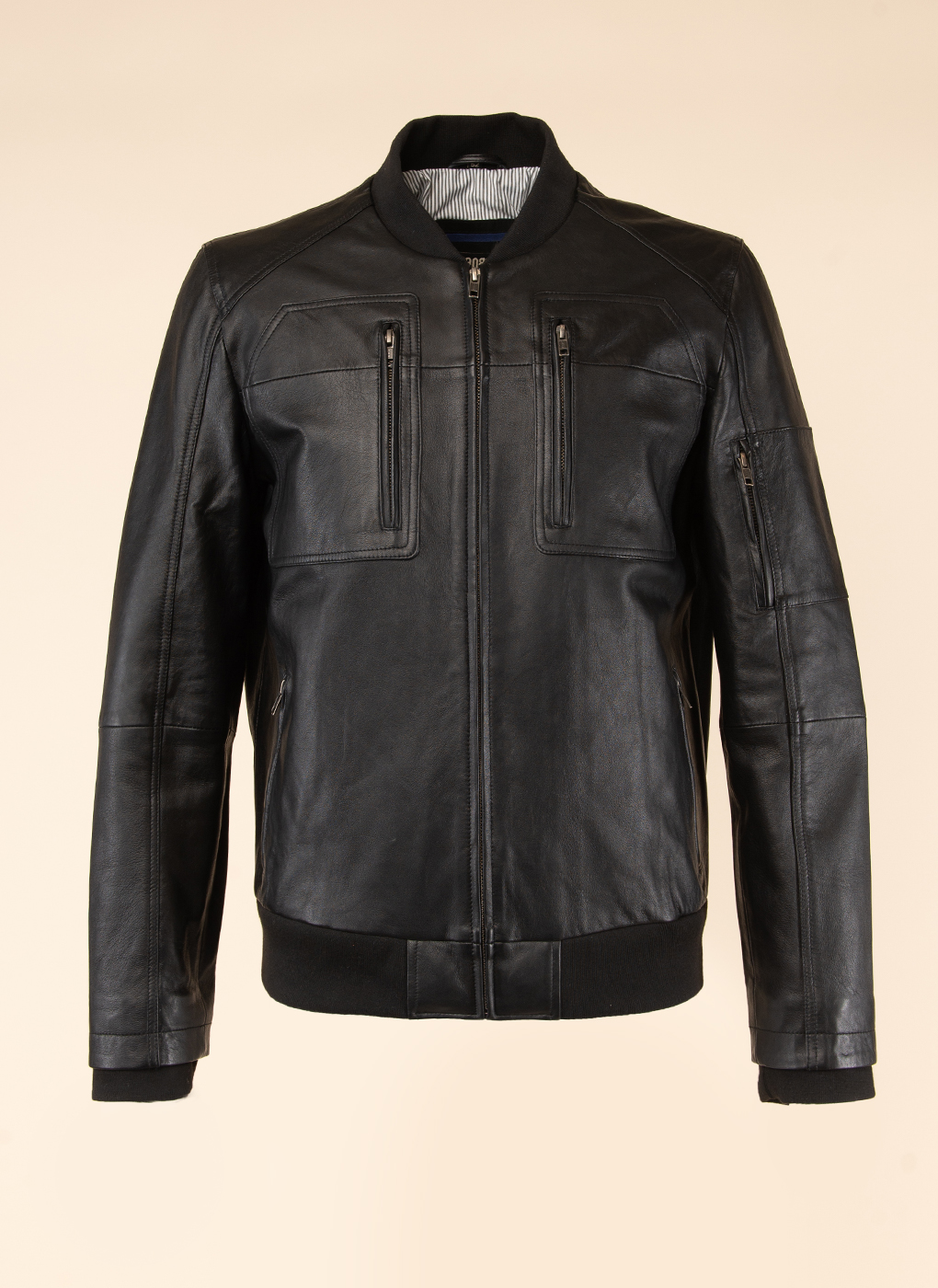 Кожаная куртка мужская Каляев 51745 черная 60 RU