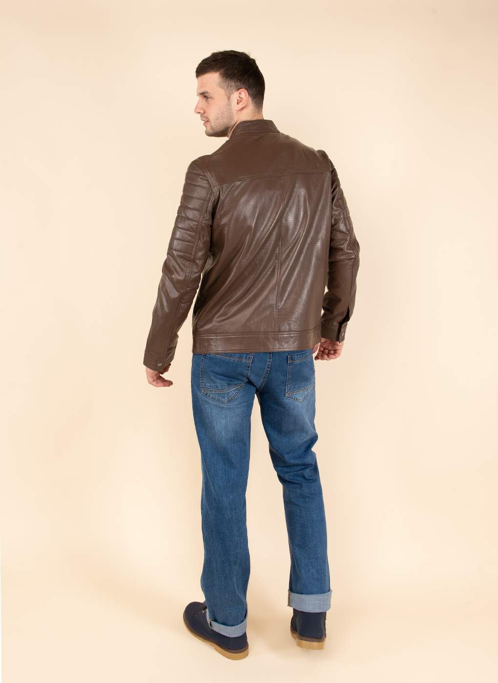Кожаная куртка мужская Каляев 51748 коричневая 48 RU