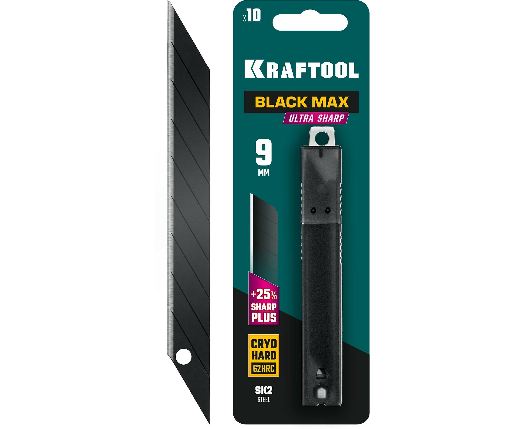 Сменные лезвия KRAFTOOL BLACK MAX 9 мм, сегментированные, 9 сегментов, 10 шт купить в интернет-магазине, цены на Мегамаркет