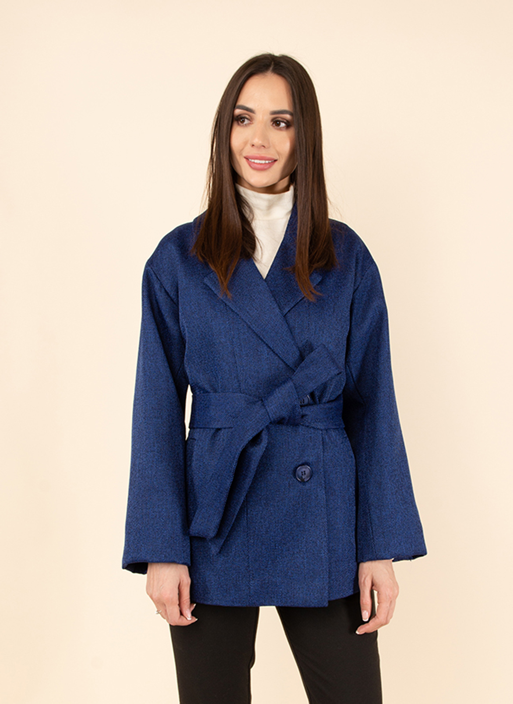 Пальто женское Каляев 52023 синее 42 RU