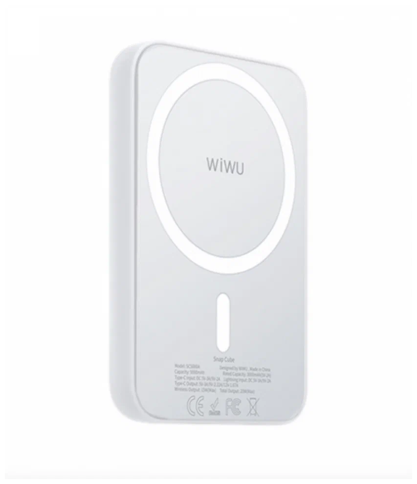 Внешний аккумулятор WiWU Snap Cube Magnetic Wireless Charger Power Bank  5000mAh White – купить в Москве, цены в интернет-магазинах на Мегамаркет