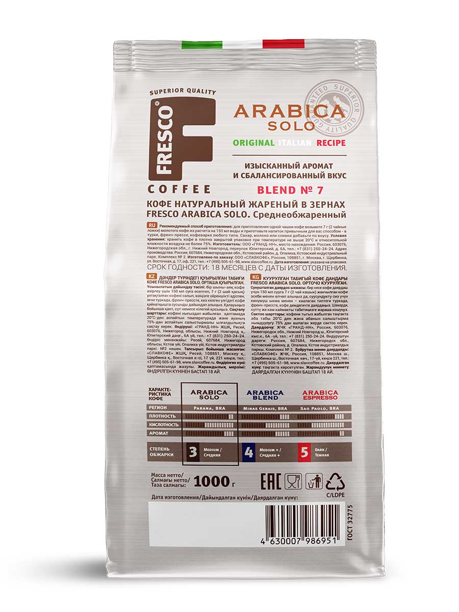 Кофе fresco arabica solo