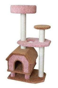 Комплекс для кошек ПУШОК, ковролиновый «Конура на ножках» с площадкой и лежанкой