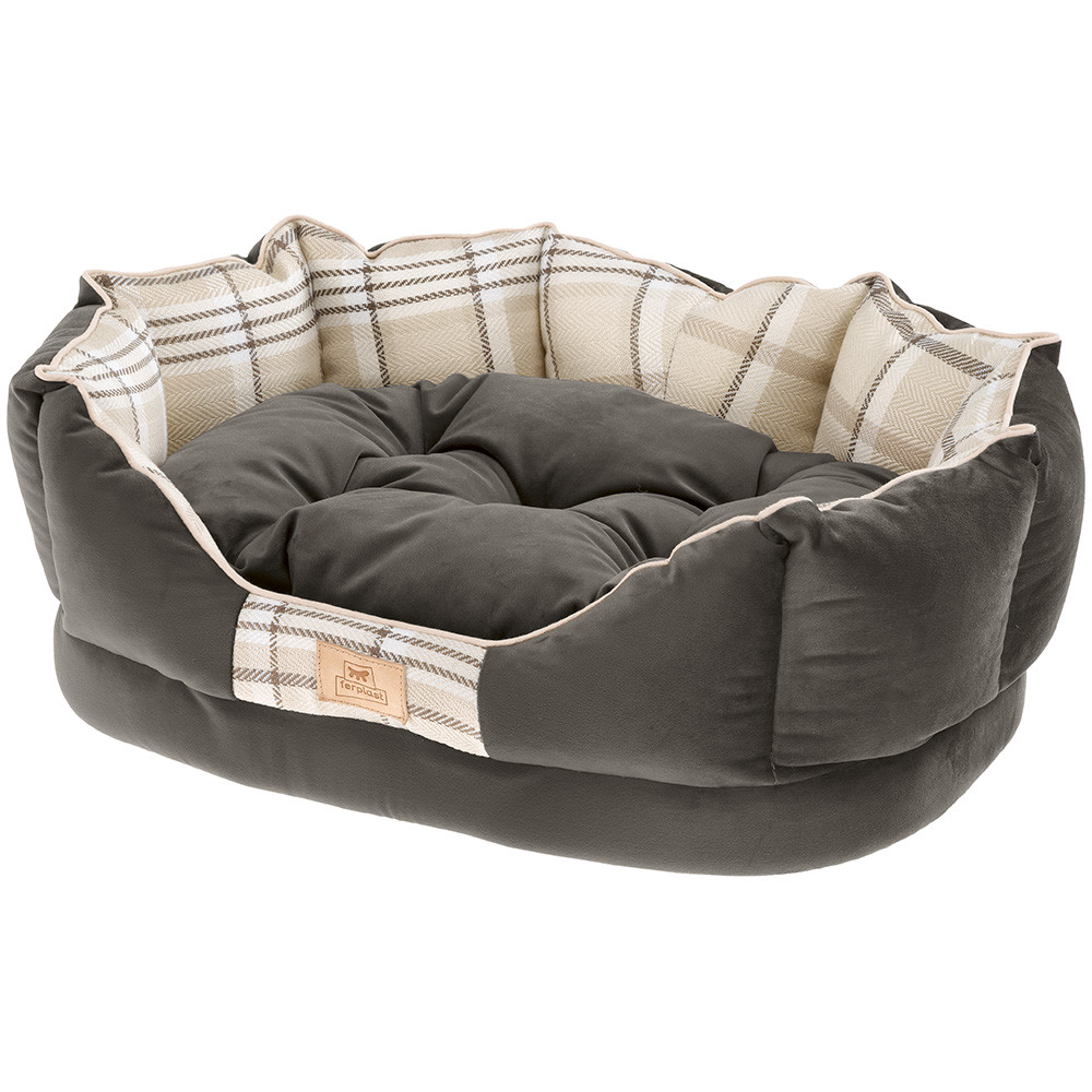 Лежанка Ferplast Charles с двухсторонней подушкой для собак (56 x 42 x 20 см, Коричневый)