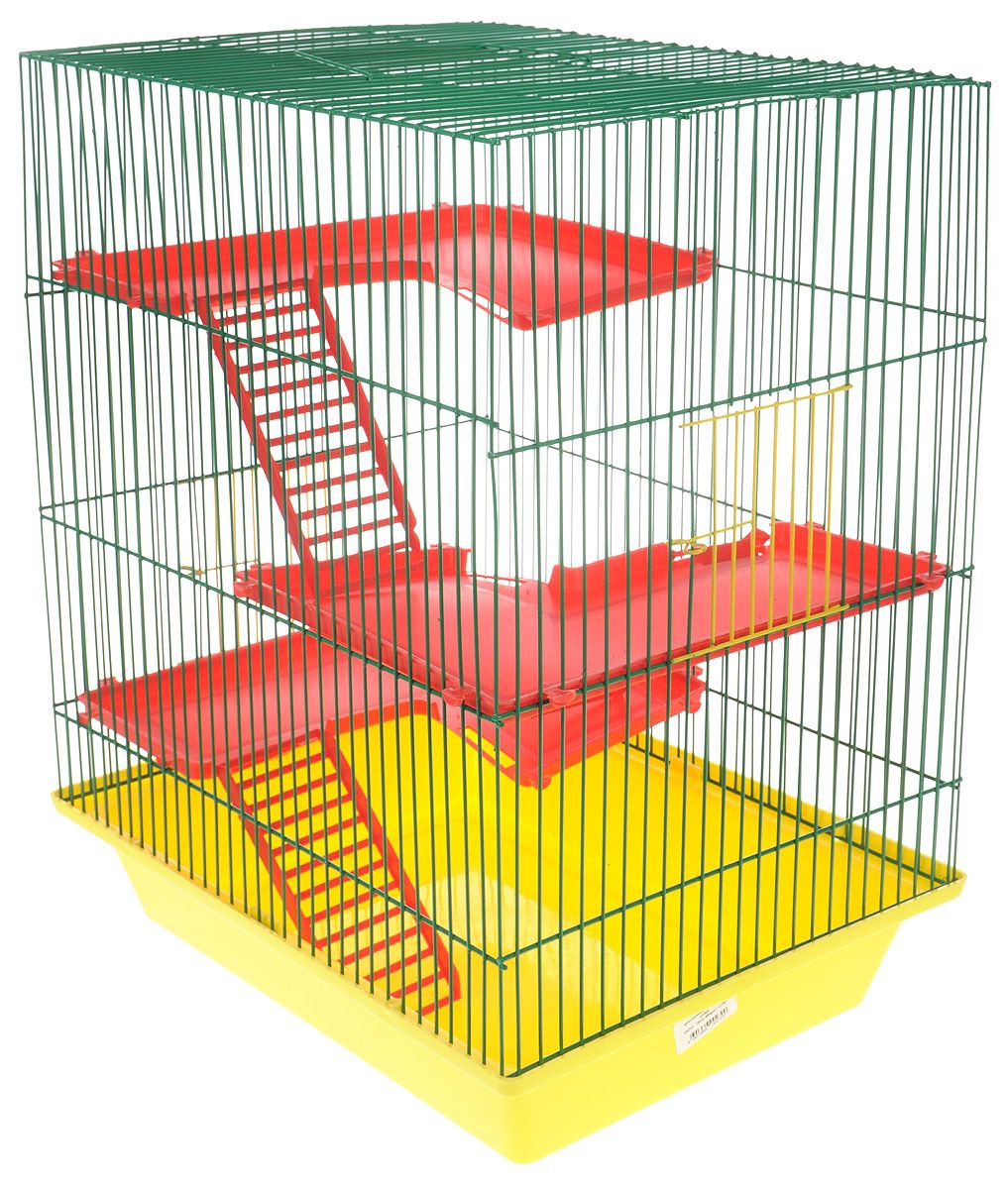 Клетка для грызунов ZooMark Гризли, 3-этажная, 41х30х35,5см