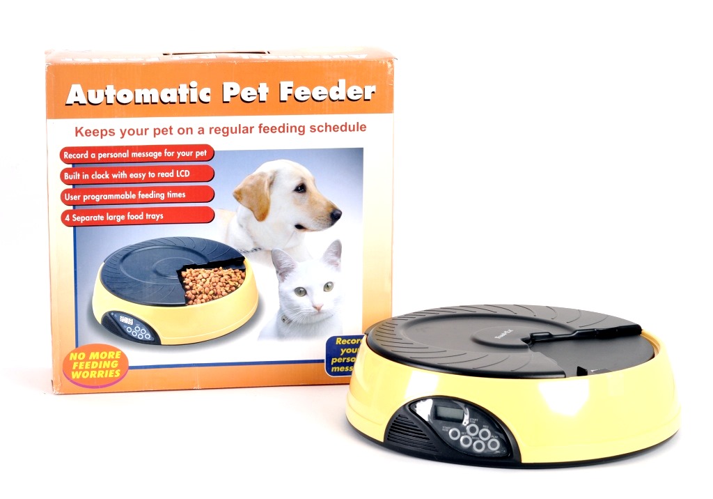 Автокормушка для кошек и собак Feed-Ex PF2, жк дисплей, с таймером, желтая, 2 л