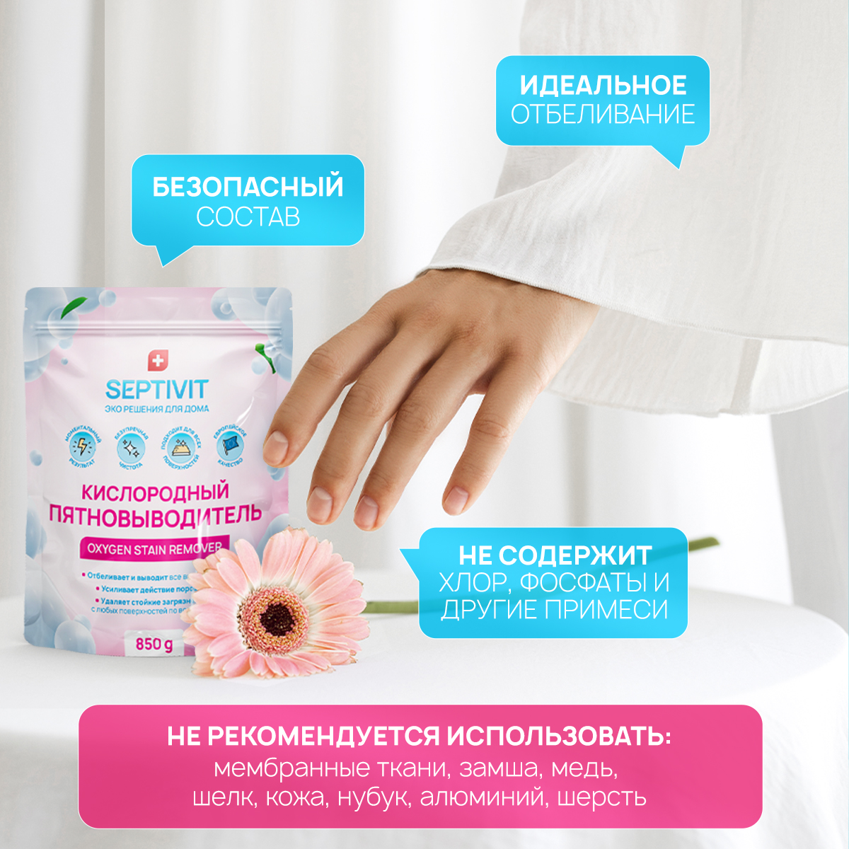 Кислородный пятновыводитель Septivit Premium 850 г купить в  интернет-магазине, цены на Мегамаркет