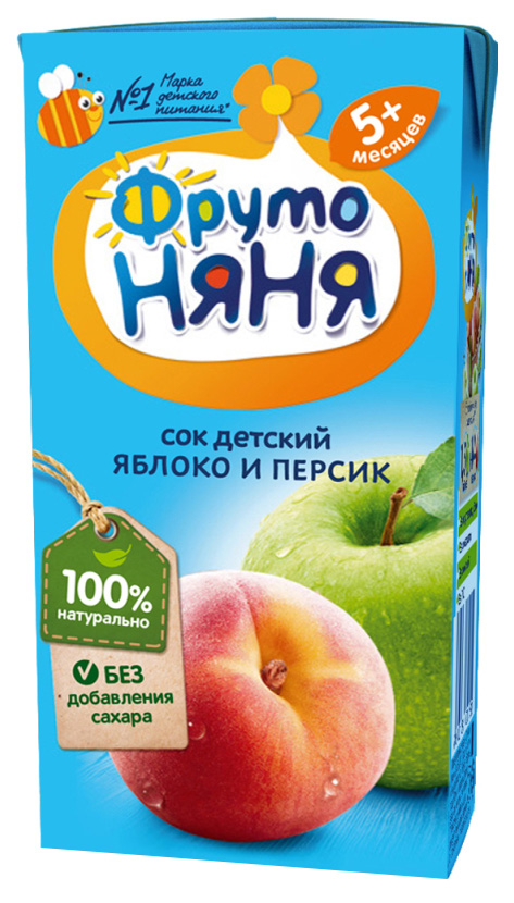 Сок ФрутоНяня Яблоко и персик с мякотью с 5 мес 200 мл