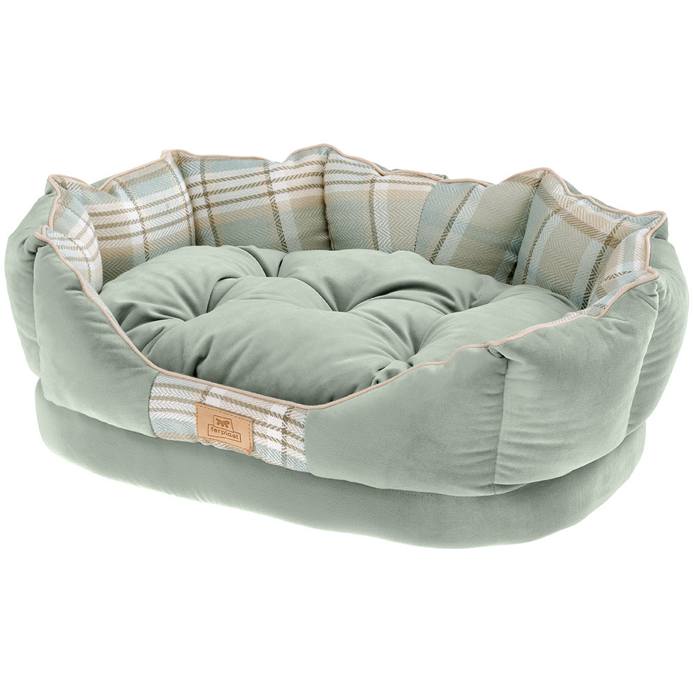 Лежанка Ferplast Charles с двухсторонней подушкой для собак (45 x 35 x 17 см, Зеленый)