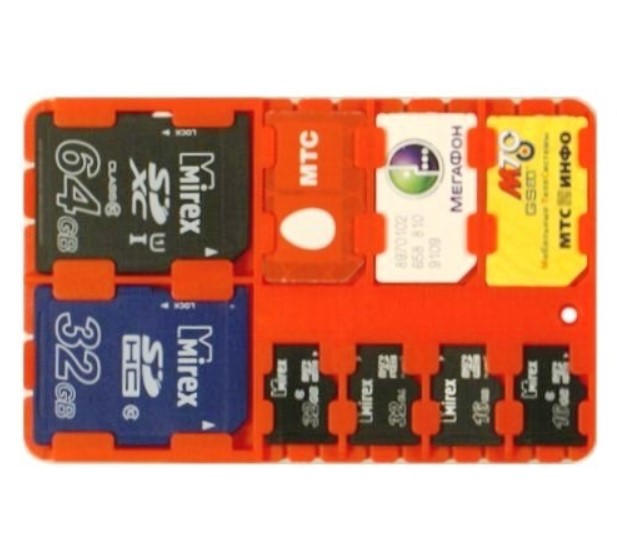 Держатель для карт памяти SD-SIM Holder 2*SD, 3* СИМ-карт, 4*microSD Red