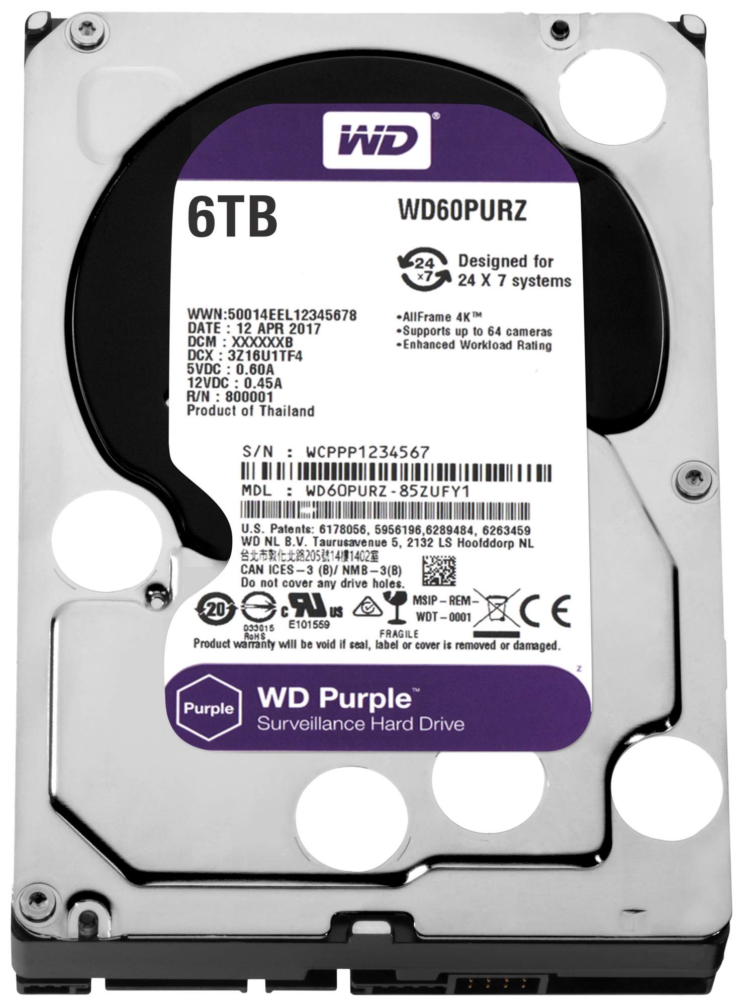 Жесткий диск WD Purple 6ТБ (WD60PURZ) - купить в Москве, цены на Мегамаркет | 100022994435