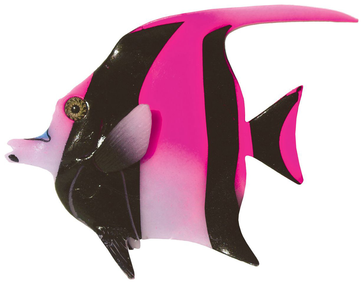 Декорация для аквариума JELLY-FISH Мавританская рыбка светящаяся, розовая, 16х13х2,2 см