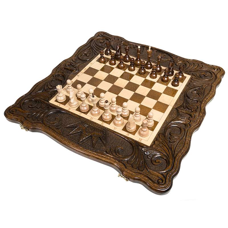 Шахматы и нарды резные Haleyan Корона 60