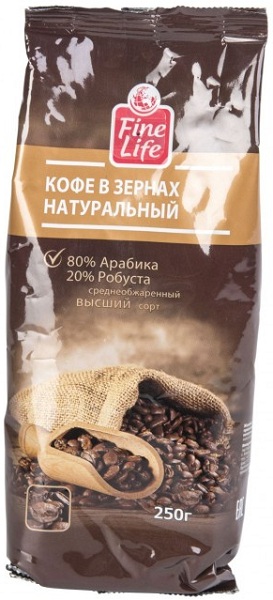 Fine coffee. Кофе Fine Life в зернах. Кофе в зернах tasty Coffee Милд. Fine Life какао. Паулинг Арабика и Робуста.