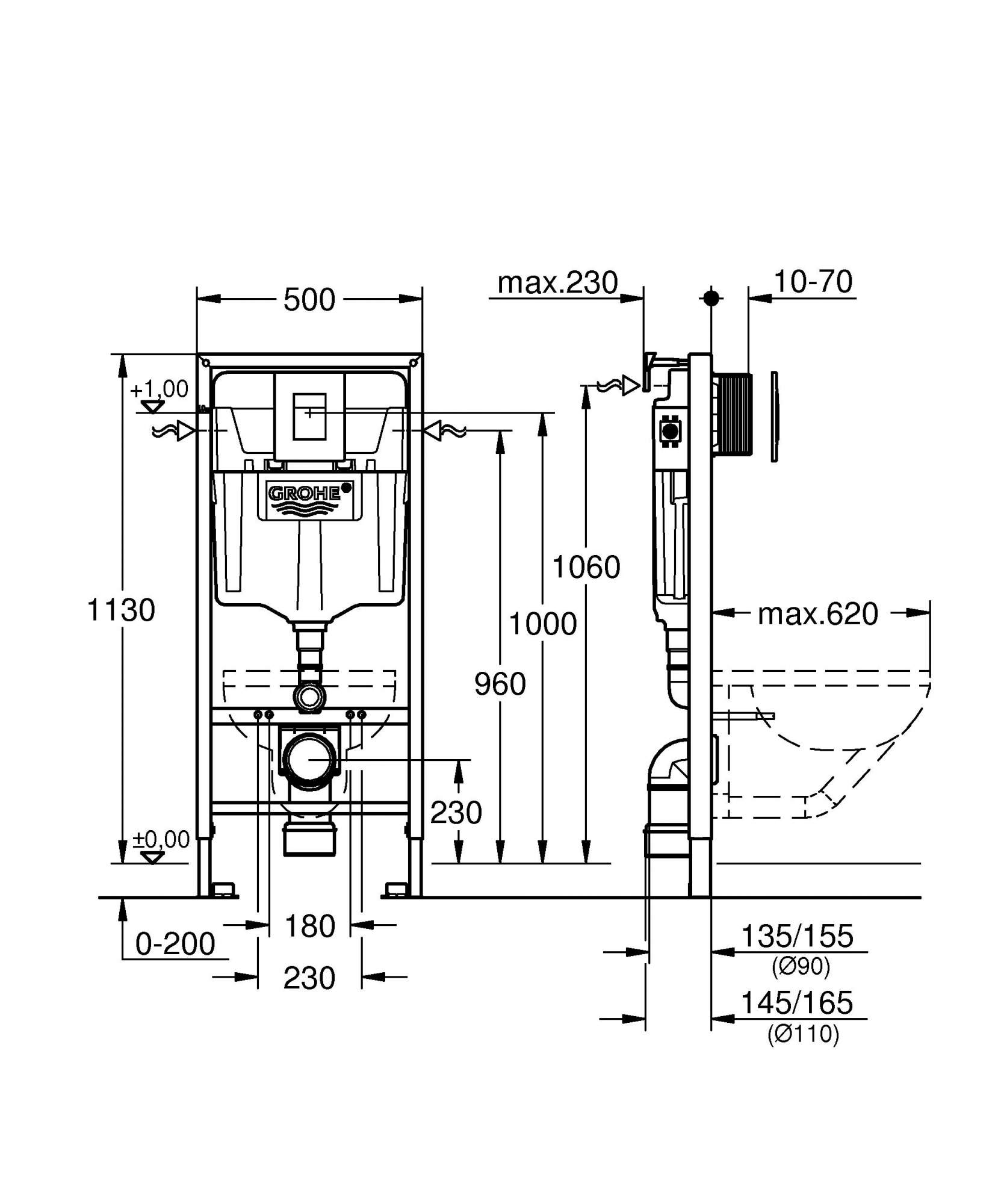 Инсталляция для унитаза GROHE Rapid SL 38775001