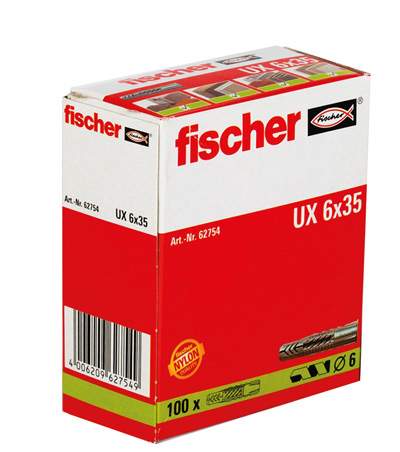 Дюбель универсальный с буртом Fischer UX 6X35 (100 шт) 62754