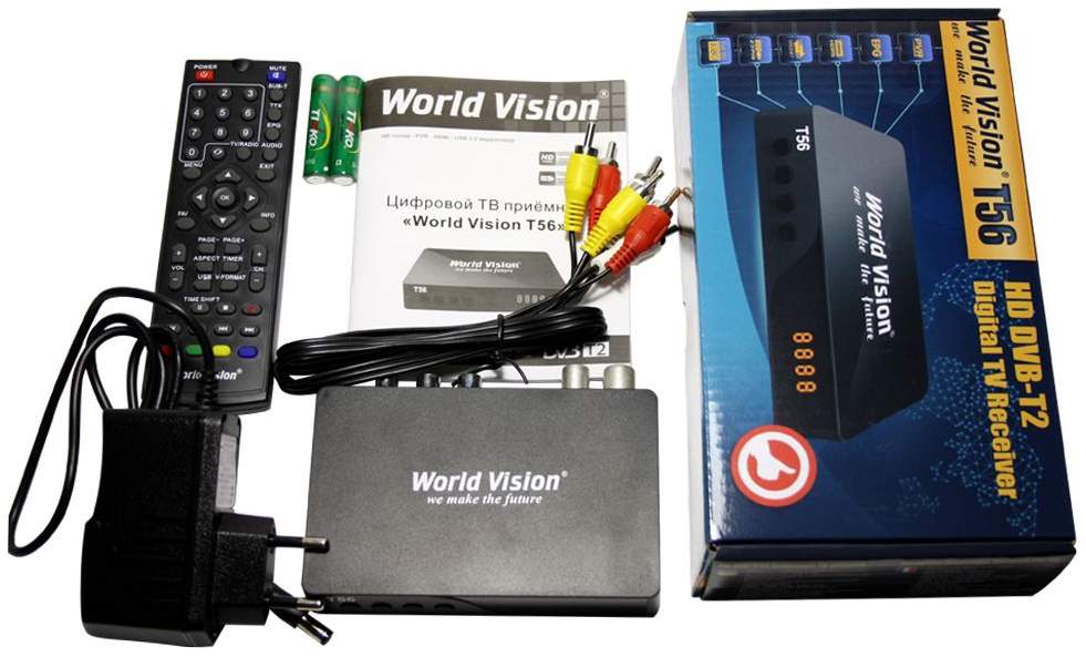 Приставка world vision t625a lan. World Vision t56. TV-тюнер World Vision t56. Ресивер DVB-t2 World Vision t64d. T2 World Vision t625d4.