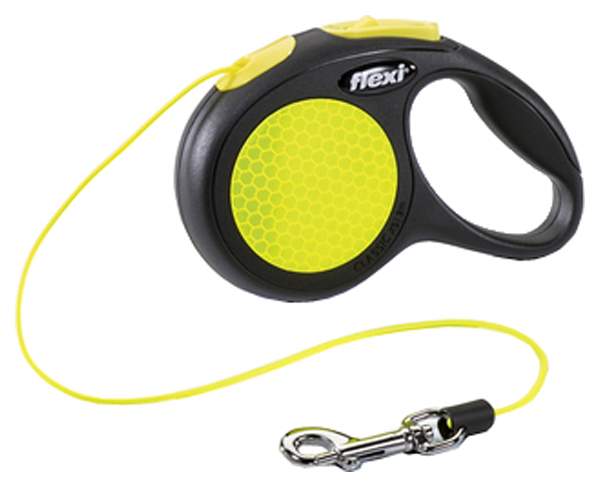 Поводок-рулетка Flexi Neon Safety Plus  трос (3 м/8 кг)