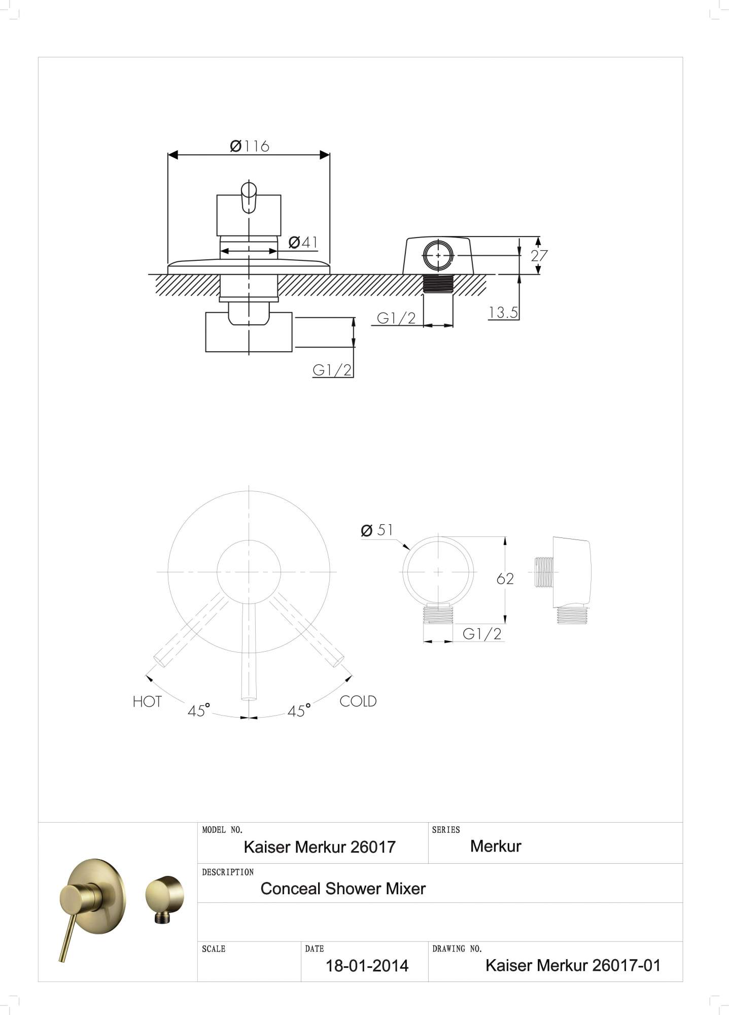 Смеситель скрытого монтажа kaiser merkur 26017